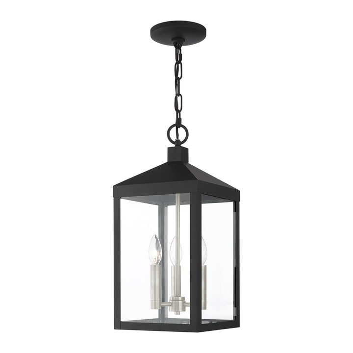 3 Light Black Outdoor Pendant Lantern