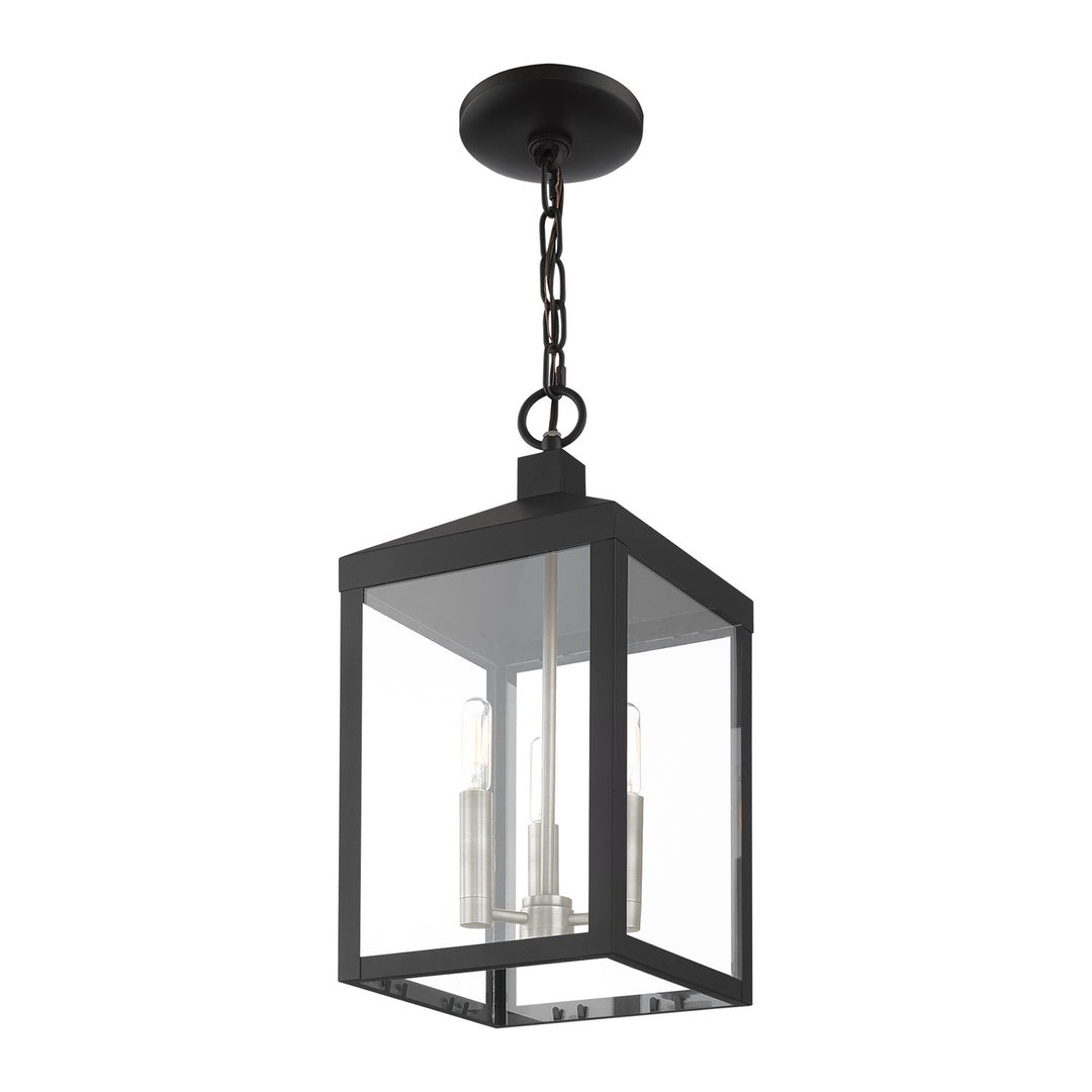 3 Light Black Outdoor Pendant Lantern