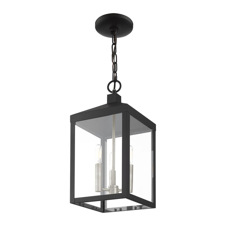 3 Light Black Outdoor Pendant Lantern