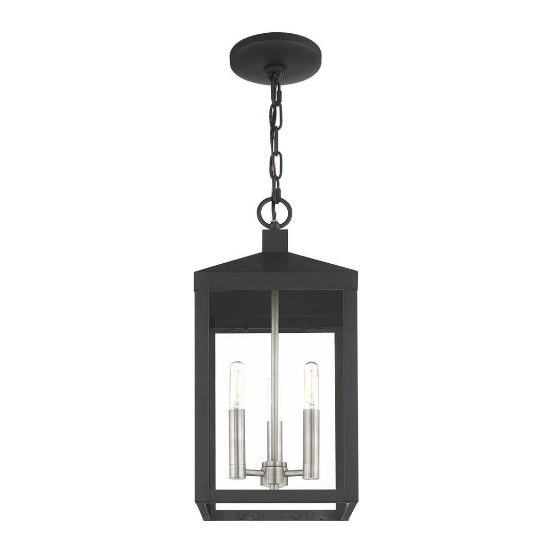 3 Light Black Outdoor Pendant Lantern