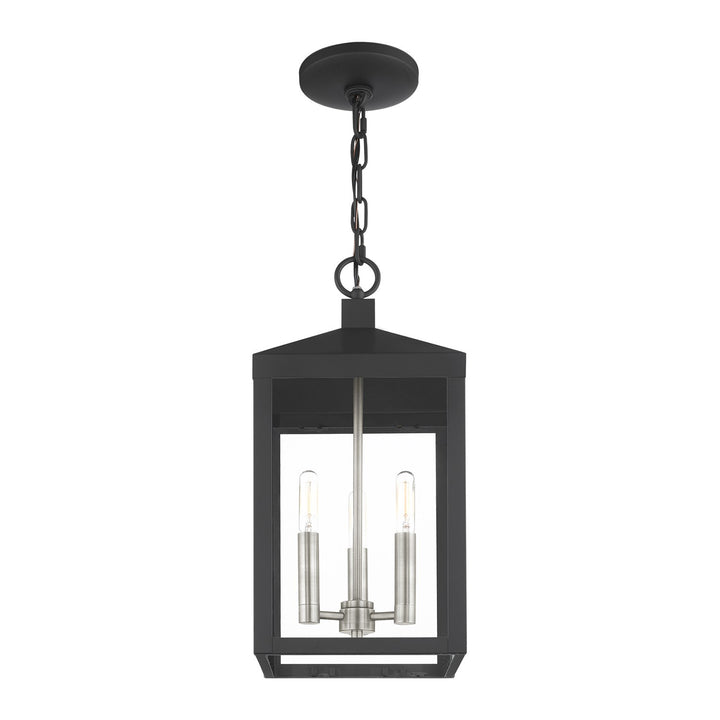 3 Light Black Outdoor Pendant Lantern