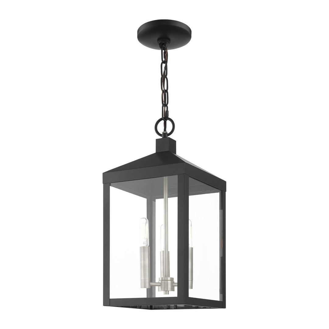3 Light Black Outdoor Pendant Lantern
