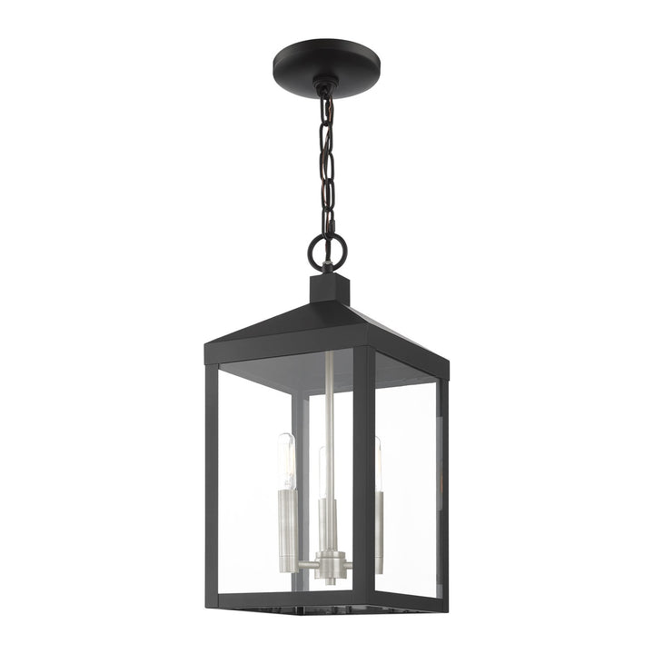3 Light Black Outdoor Pendant Lantern
