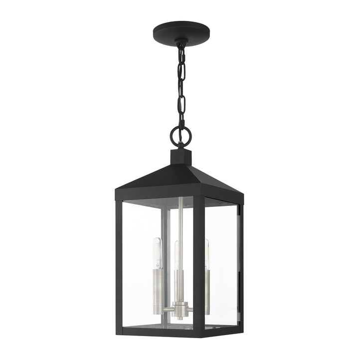 3 Light Black Outdoor Pendant Lantern