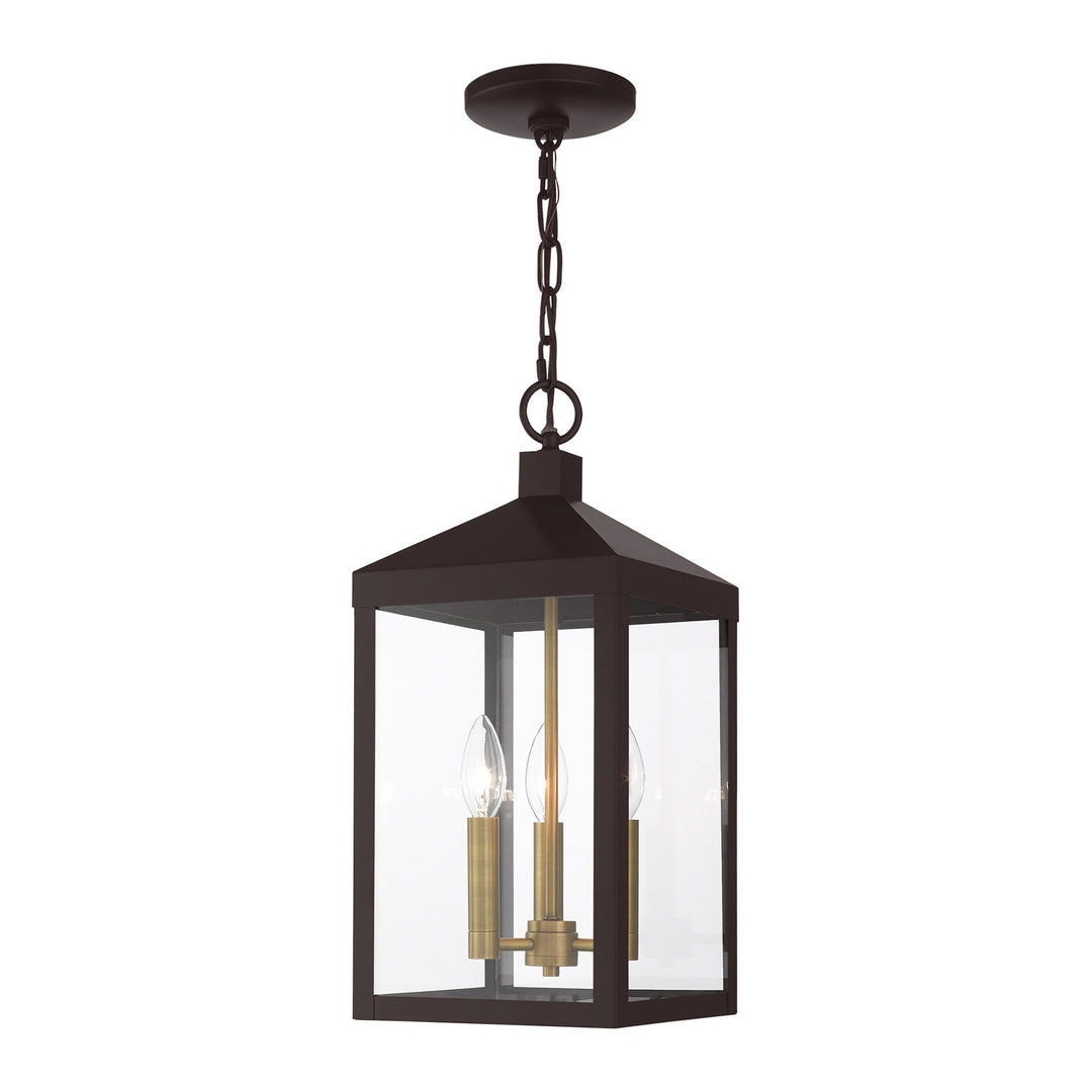 3 Light Bronze Outdoor Pendant Lantern by Livex Lighting