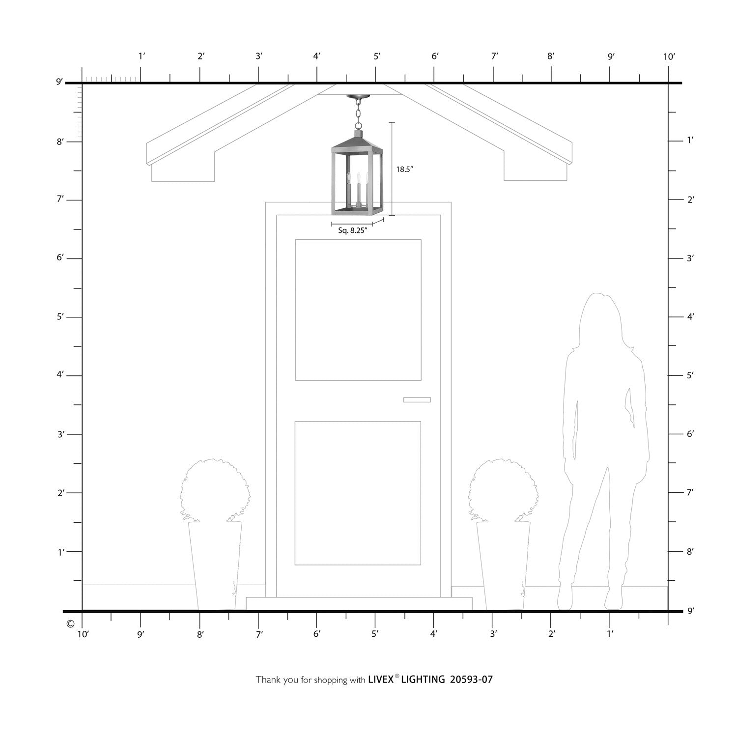 3 Light Bronze Outdoor Pendant Lantern
