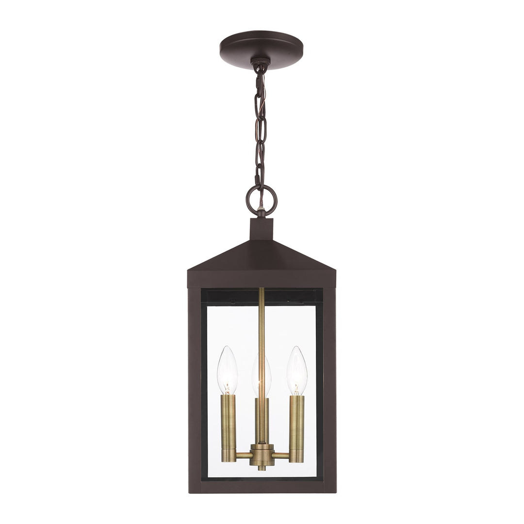 3 Light Bronze Outdoor Pendant Lantern