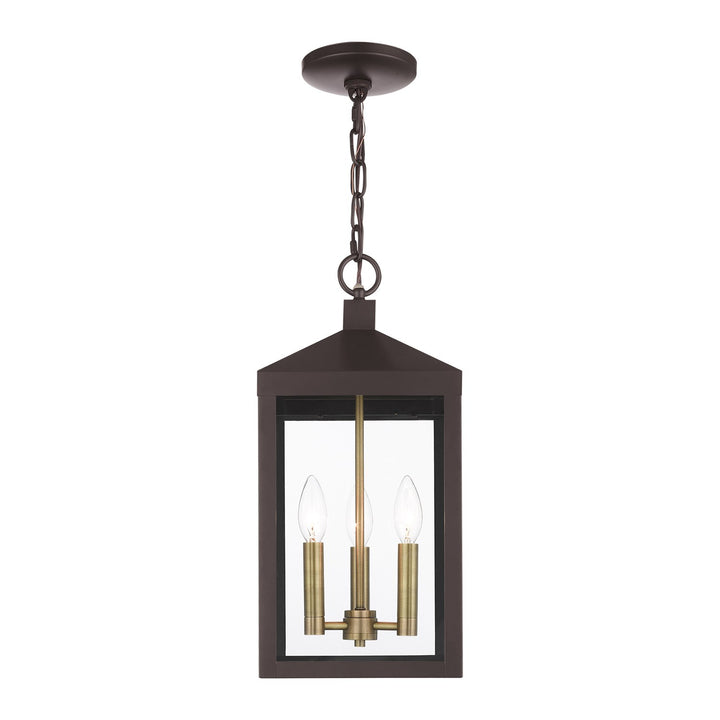 3 Light Bronze Outdoor Pendant Lantern