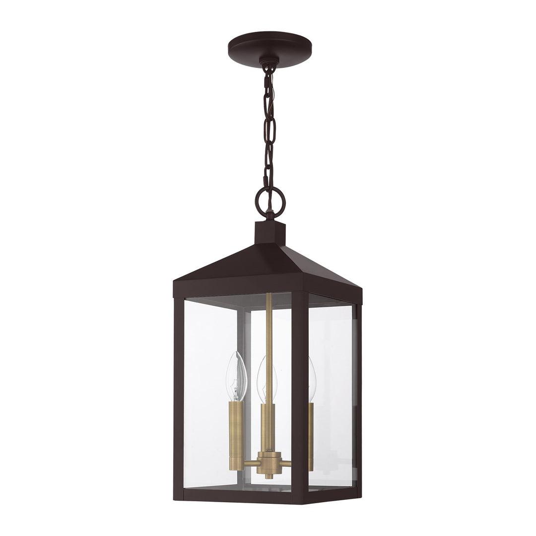 3 Light Bronze Outdoor Pendant Lantern