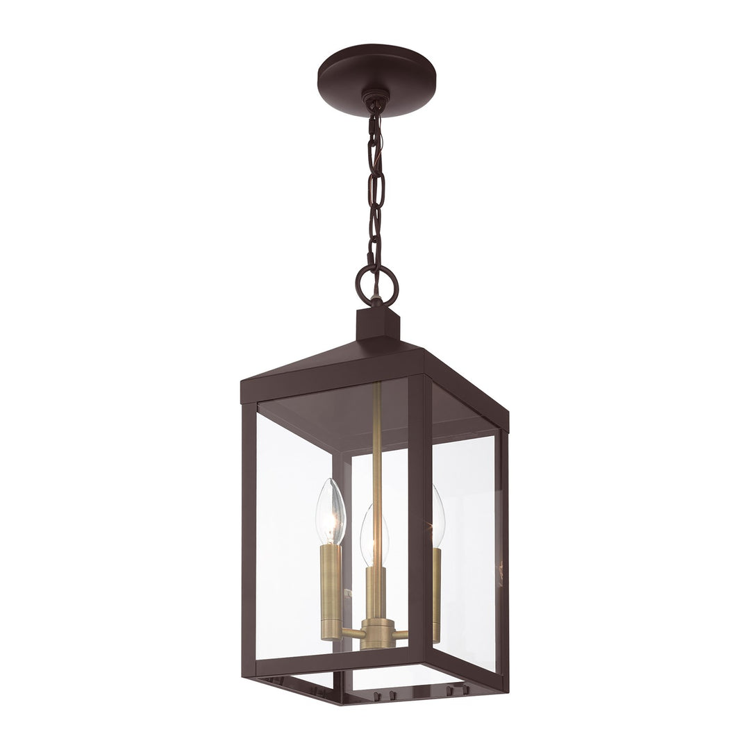 3 Light Bronze Outdoor Pendant Lantern