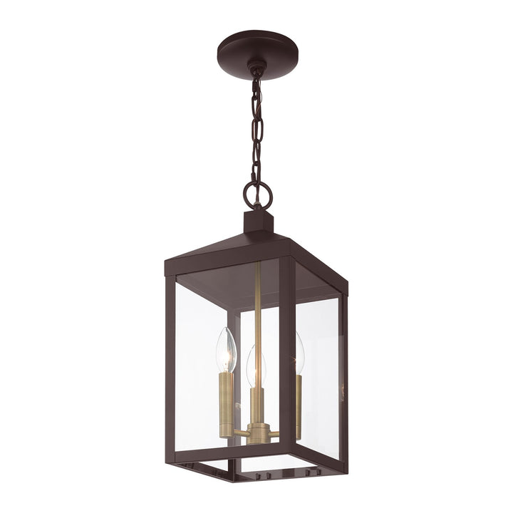 3 Light Bronze Outdoor Pendant Lantern