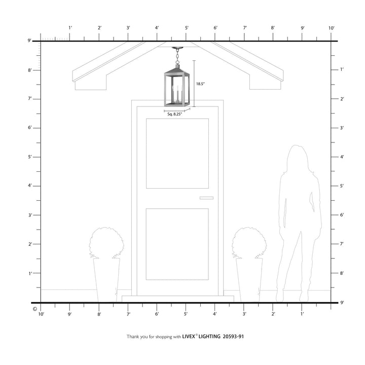 3 Light Brushed Nickel Outdoor Pendant Lantern