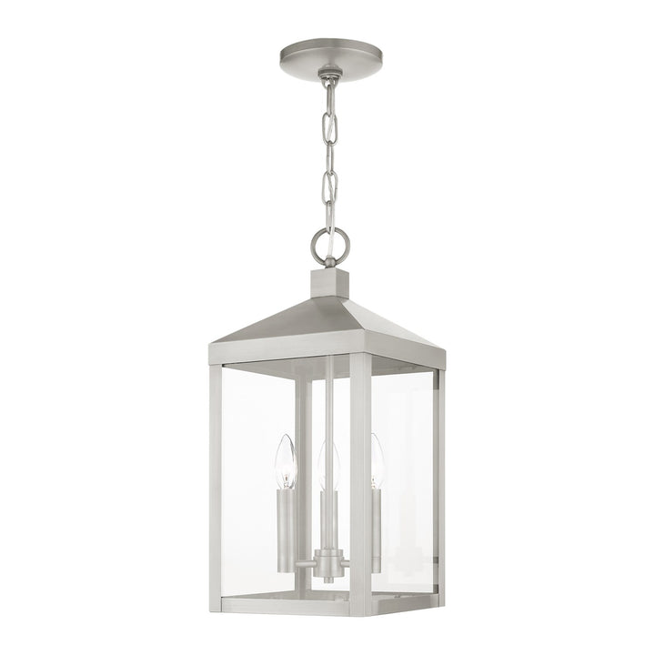 3 Light Brushed Nickel Outdoor Pendant Lantern