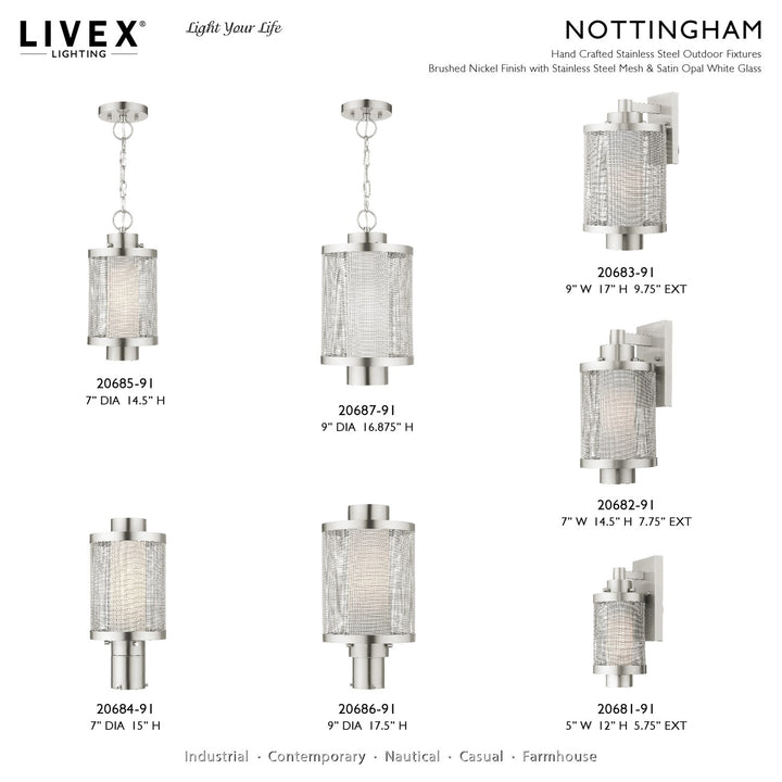 1 Light Brushed Nickel Wall Lantern