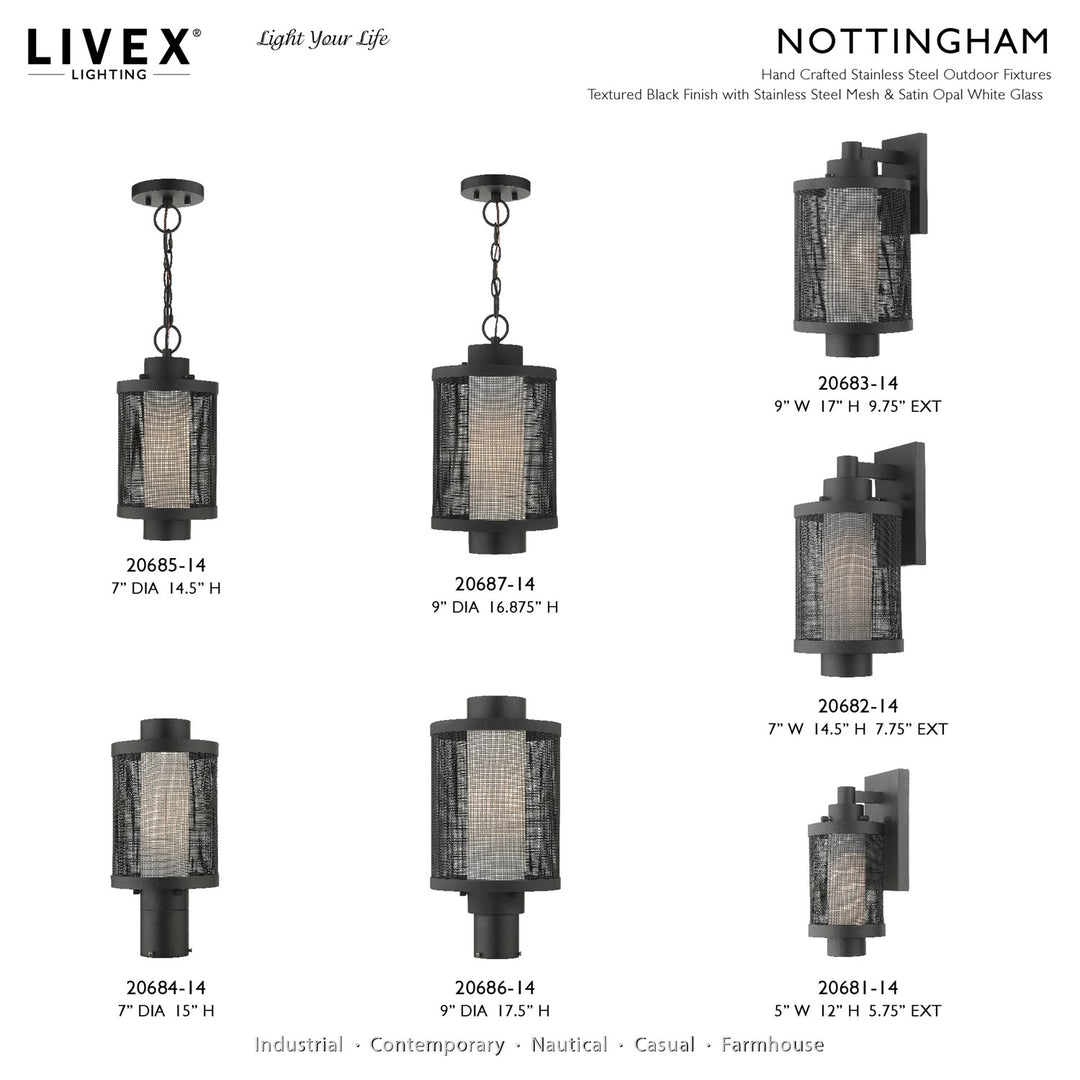 1 Light Textured Black Wall Lantern