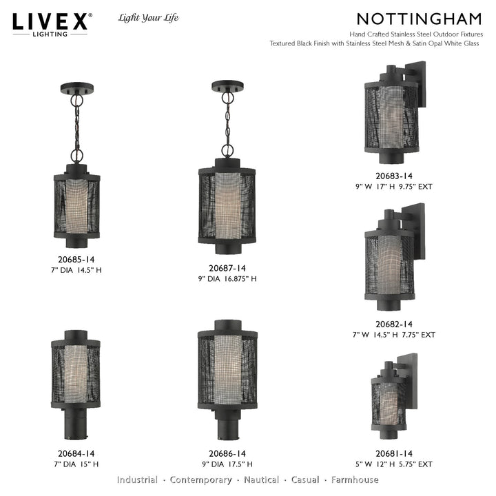 1 Light Textured Black Wall Lantern