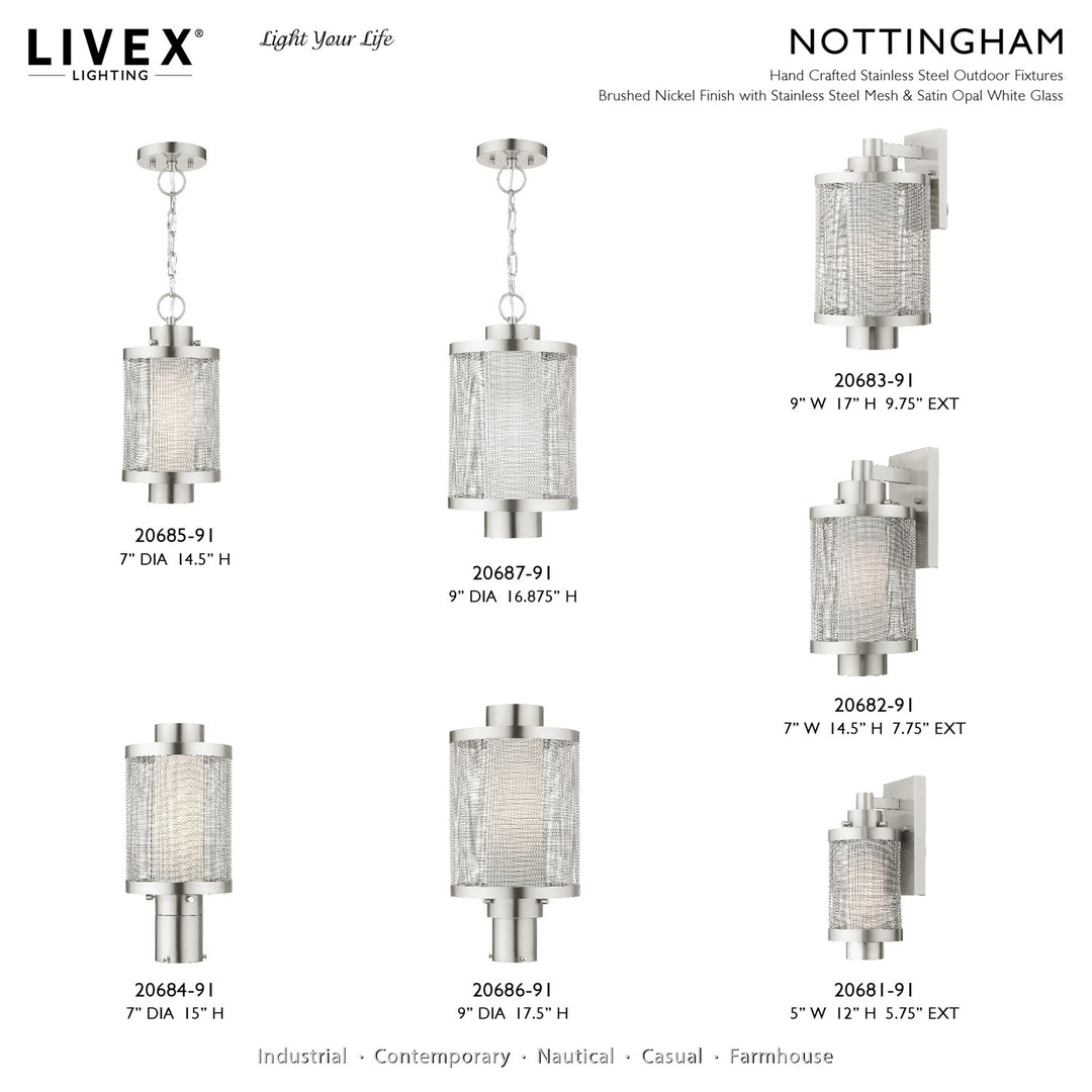 1 Light Brushed Nickel Post Top Light