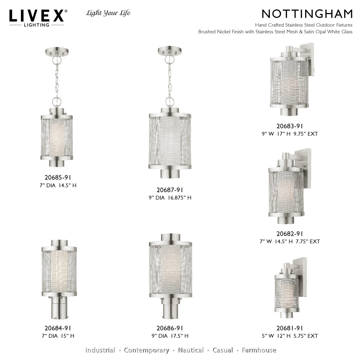 1 Light Brushed Nickel Post Top Light