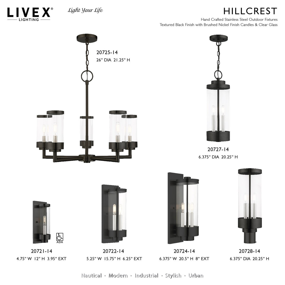 1 Light Textured Black Outdoor Ada Wall Lantern