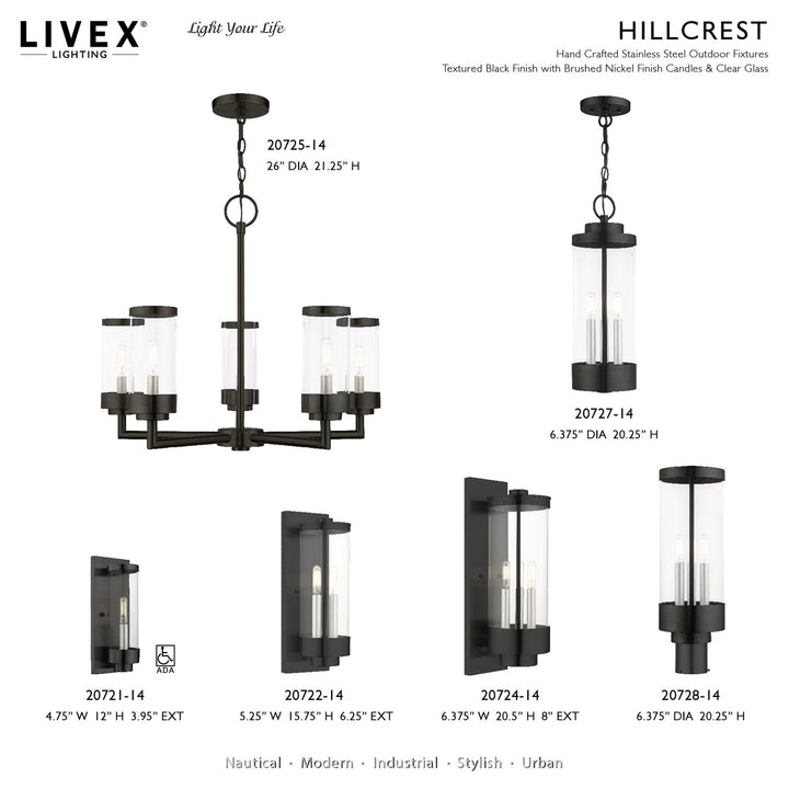 1 Light Textured Black Outdoor Ada Wall Lantern