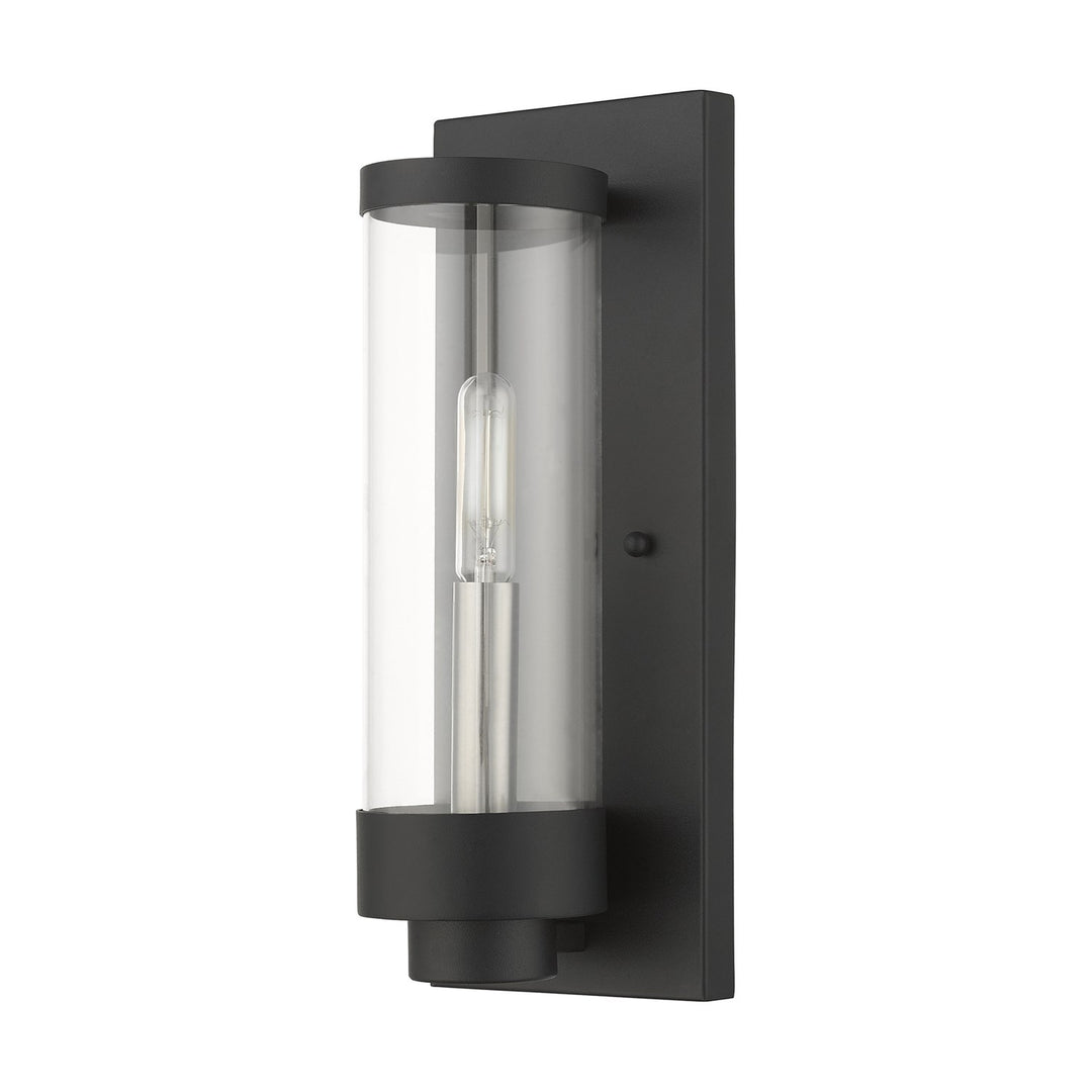 1 Light Textured Black Outdoor Ada Wall Lantern