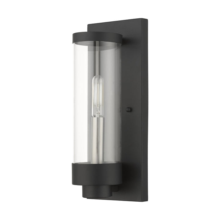 1 Light Textured Black Outdoor Ada Wall Lantern
