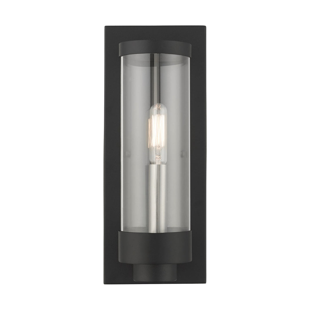 1 Light Textured Black Outdoor Ada Wall Lantern
