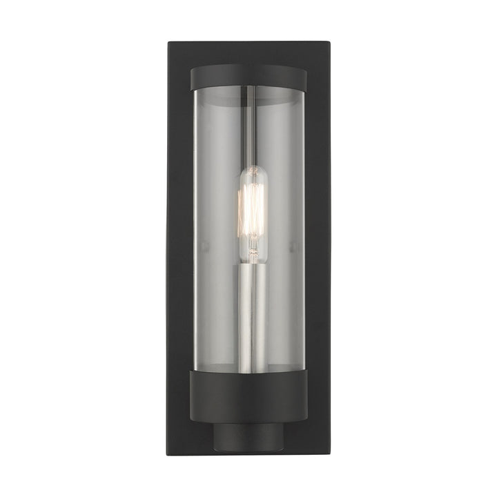 1 Light Textured Black Outdoor Ada Wall Lantern