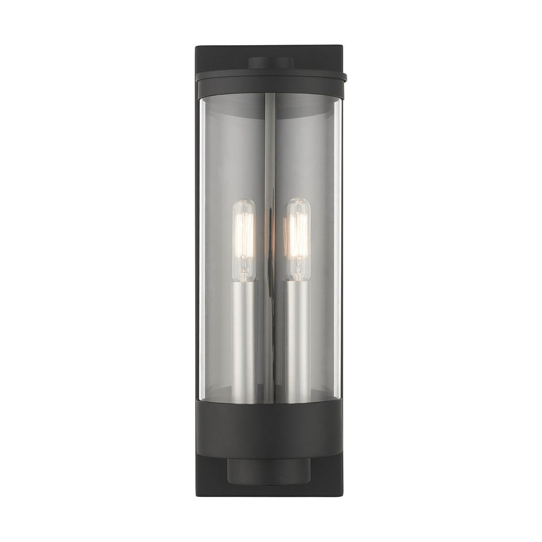2 Light Textured Black Outdoor Wall Lantern