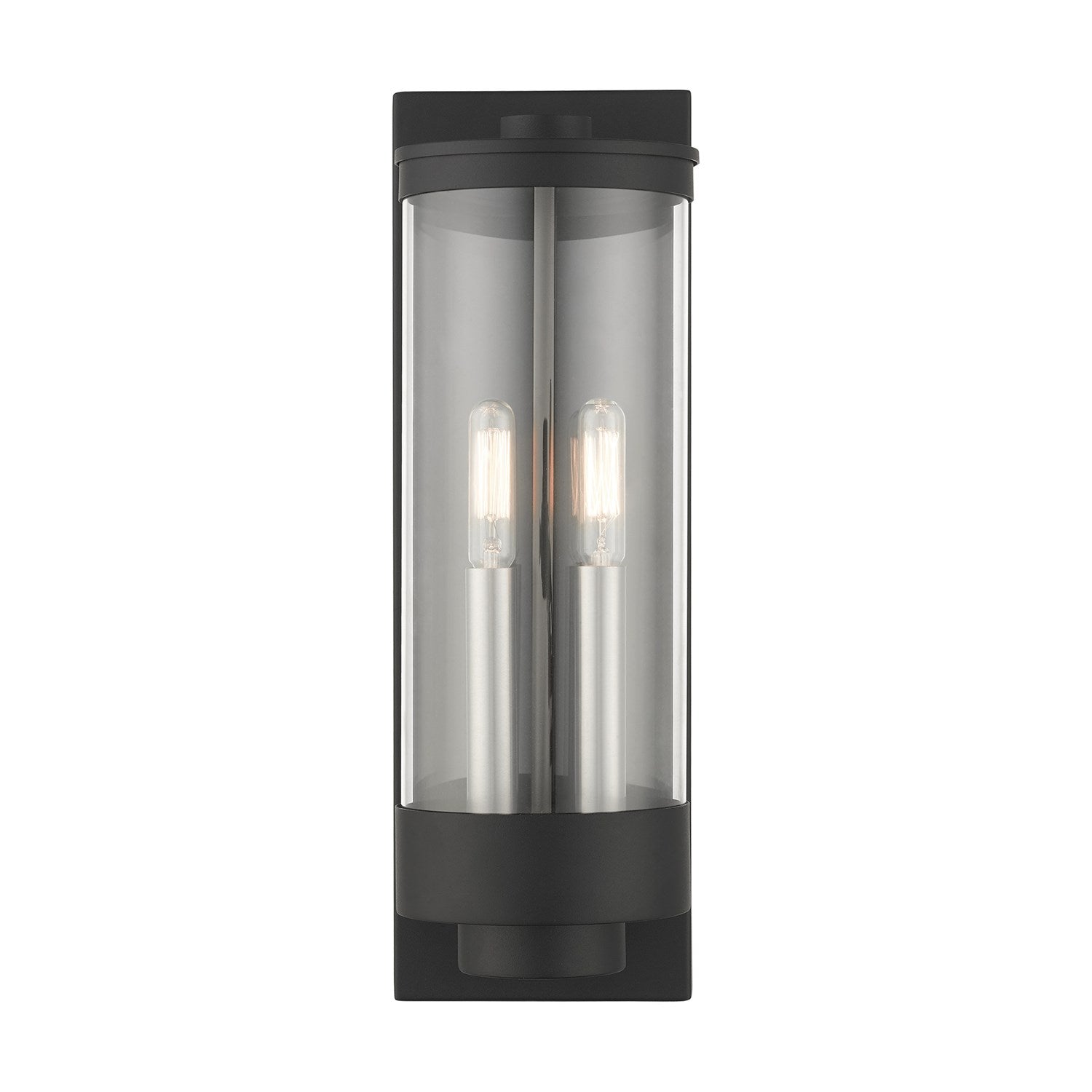 2 Light Textured Black Outdoor Wall Lantern