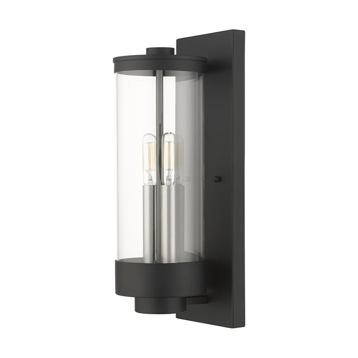 2 Light Textured Black Outdoor Wall Lantern