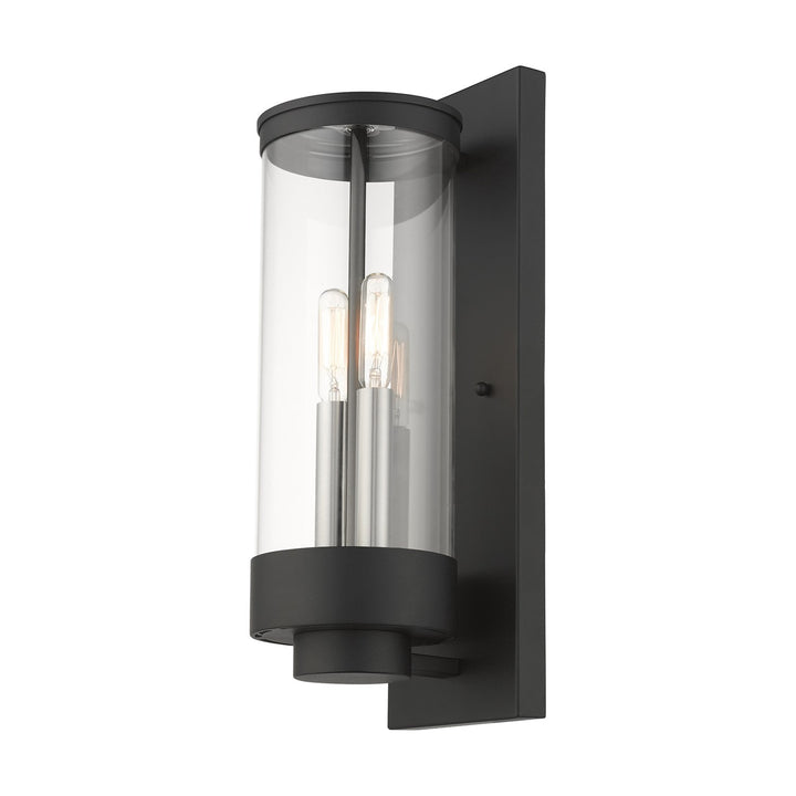 2 Light Textured Black Outdoor Wall Lantern
