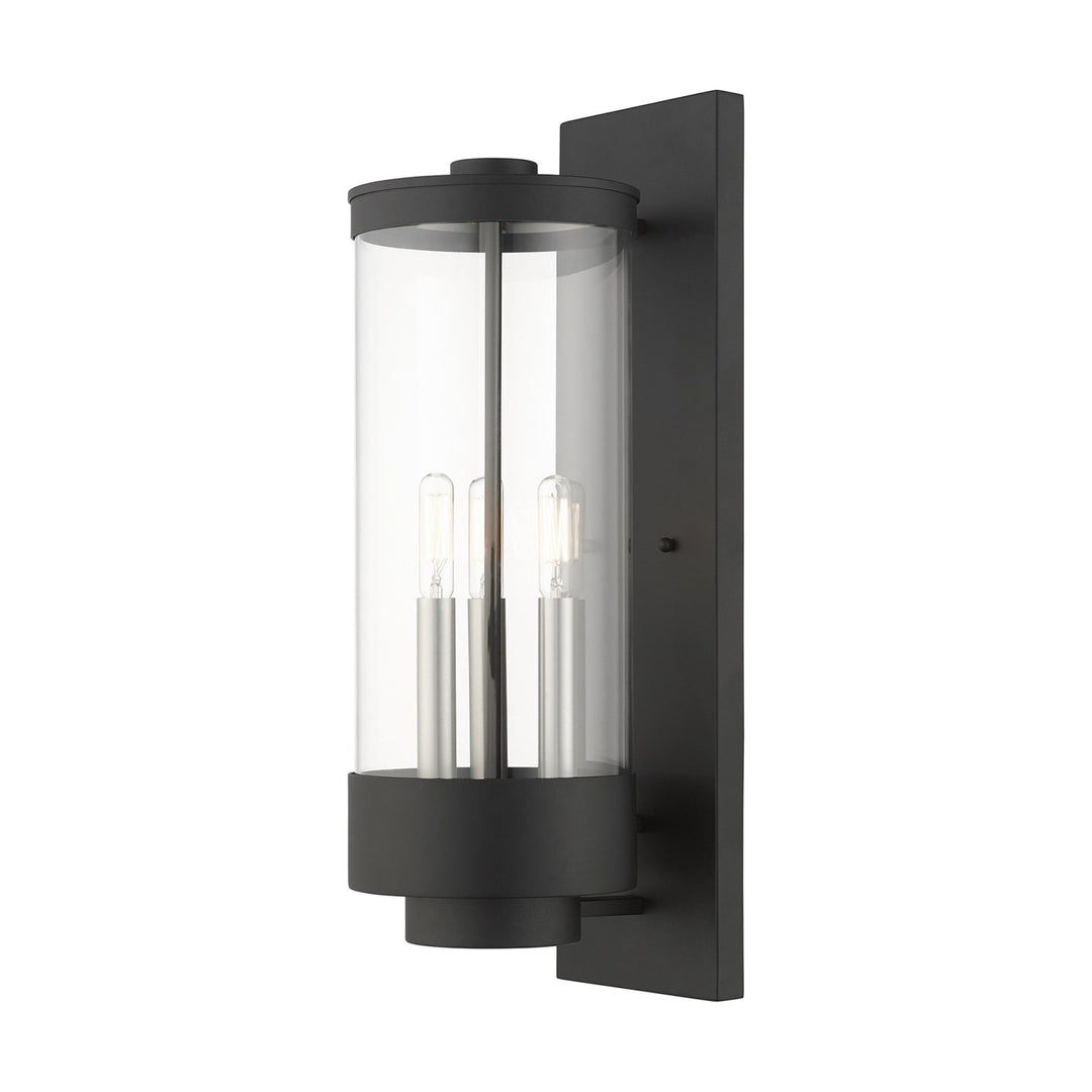 3 Light Textured Black Outdoor Wall Lantern by Livex Lighting
