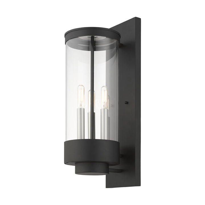3 Light Textured Black Outdoor Wall Lantern