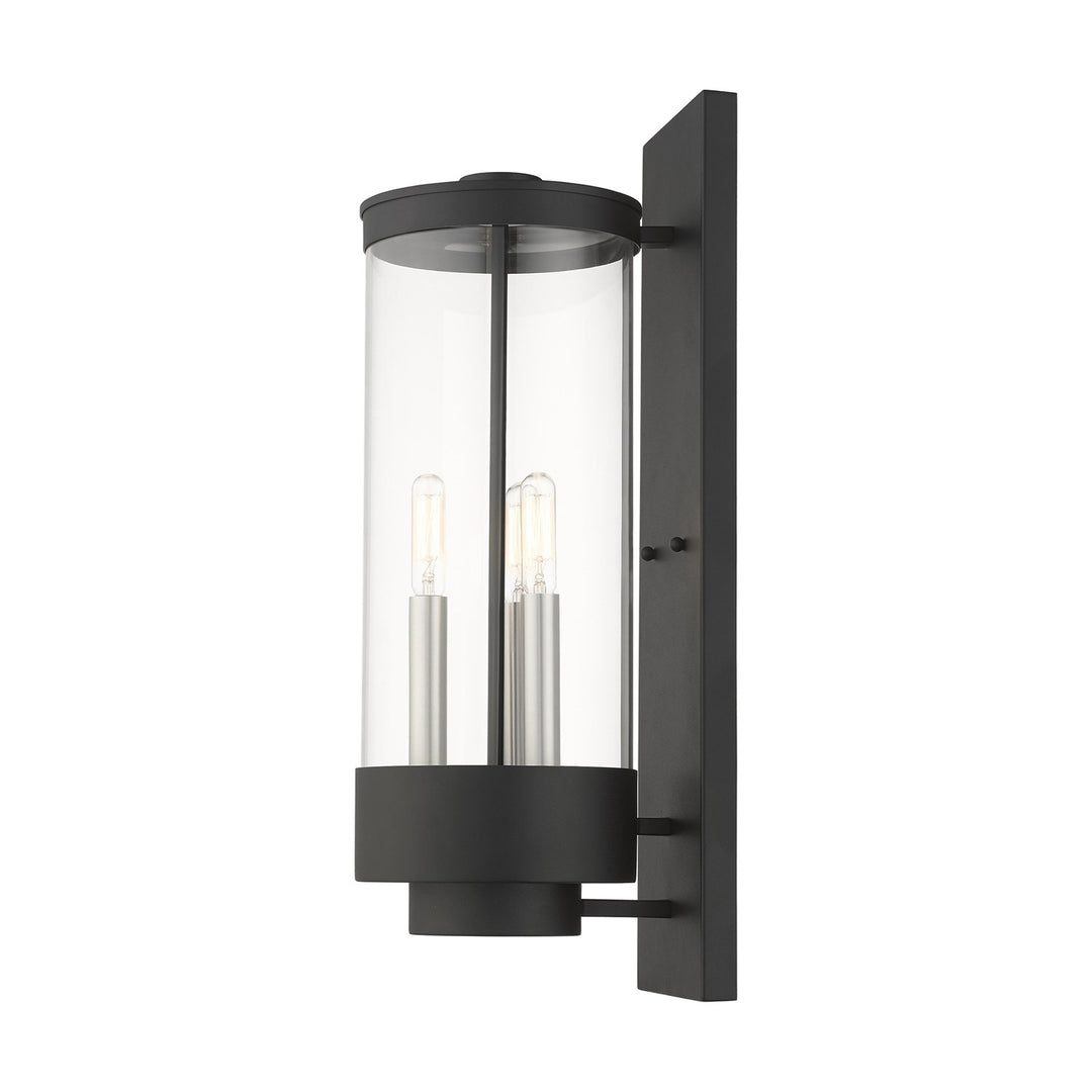 3 Light Textured Black Outdoor Wall Lantern
