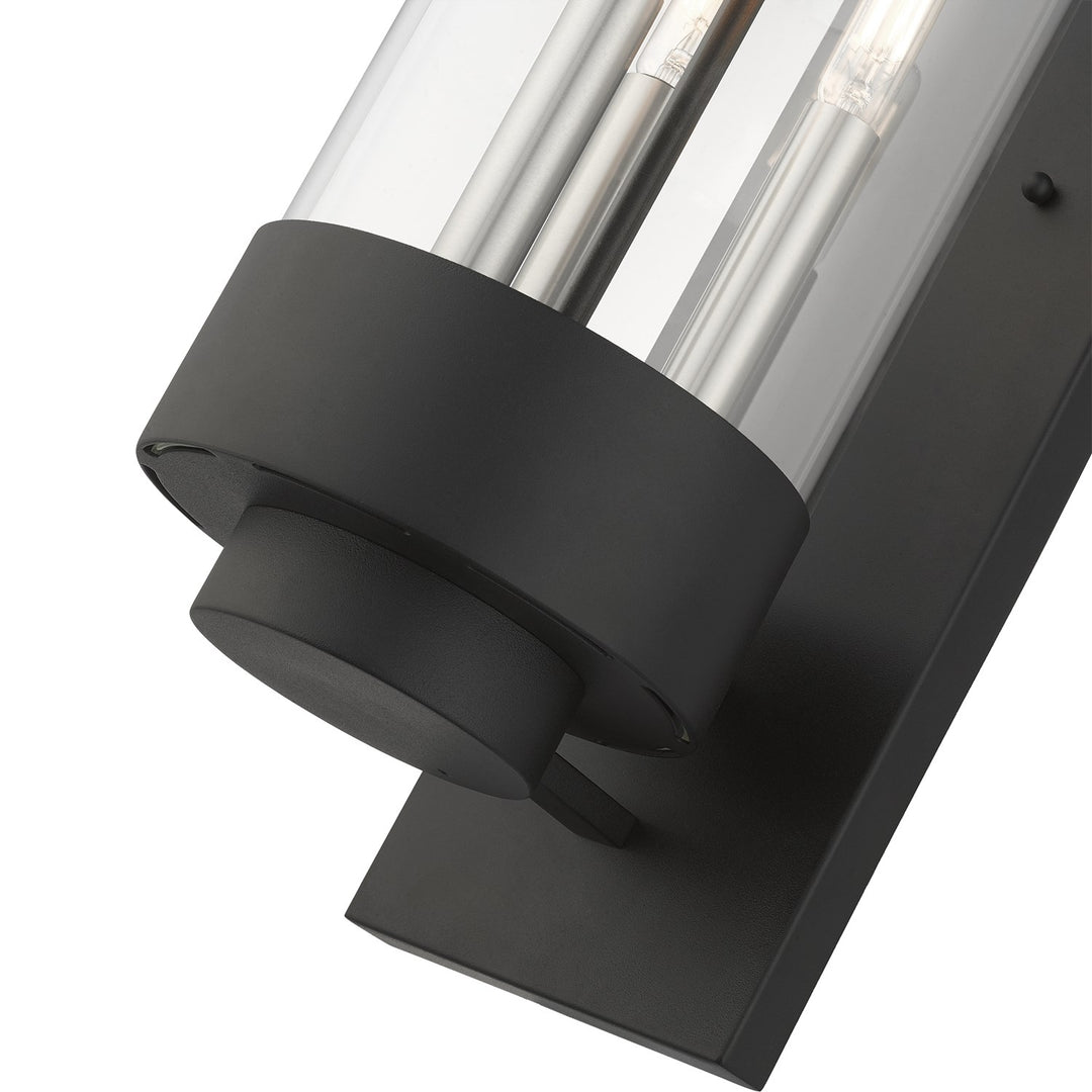 3 Light Textured Black Outdoor Wall Lantern