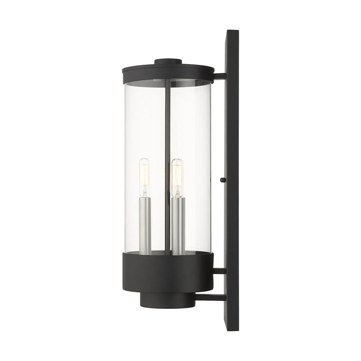 3 Light Textured Black Outdoor Wall Lantern