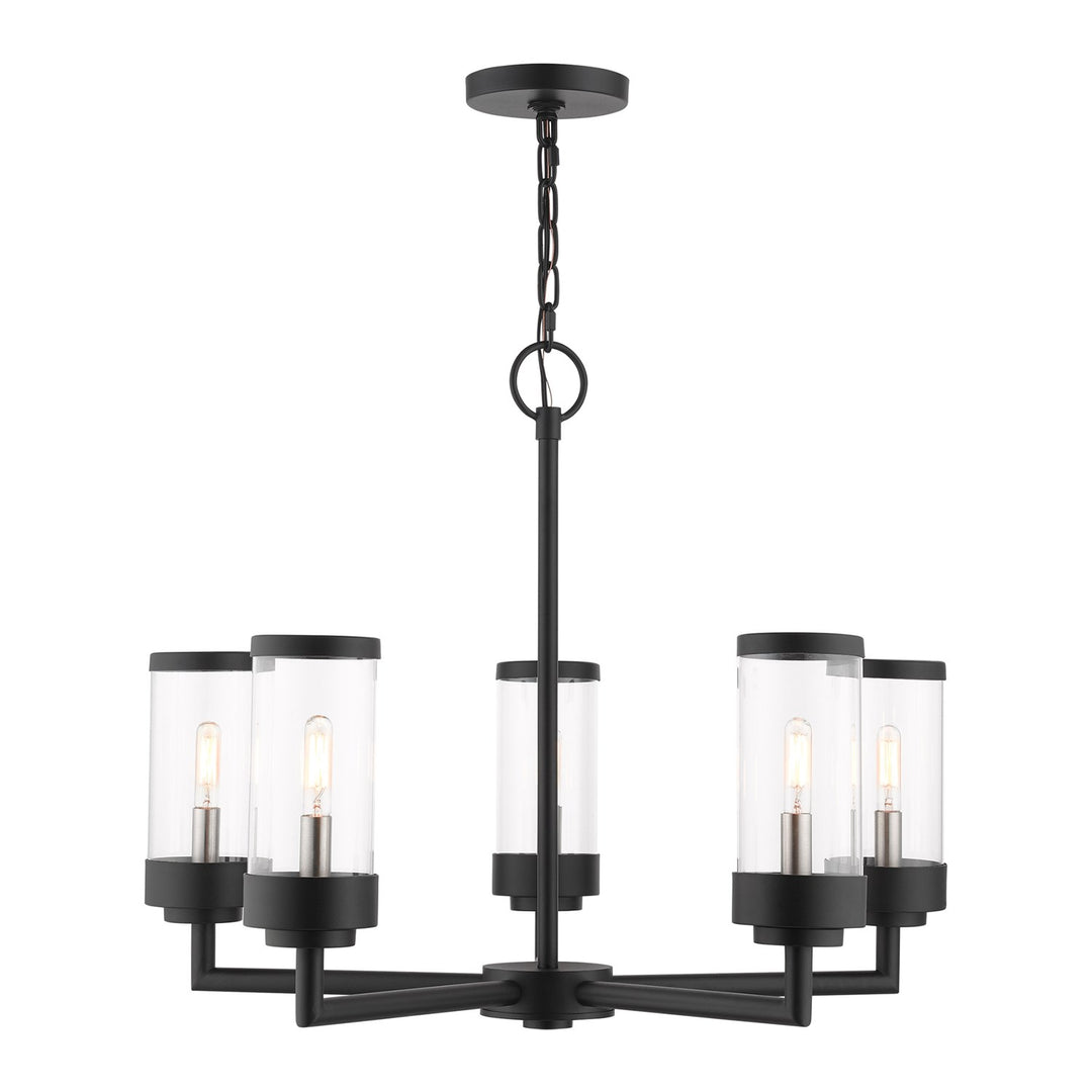 5 Light Textured Black Outdoor Chandelier by Livex Lighting