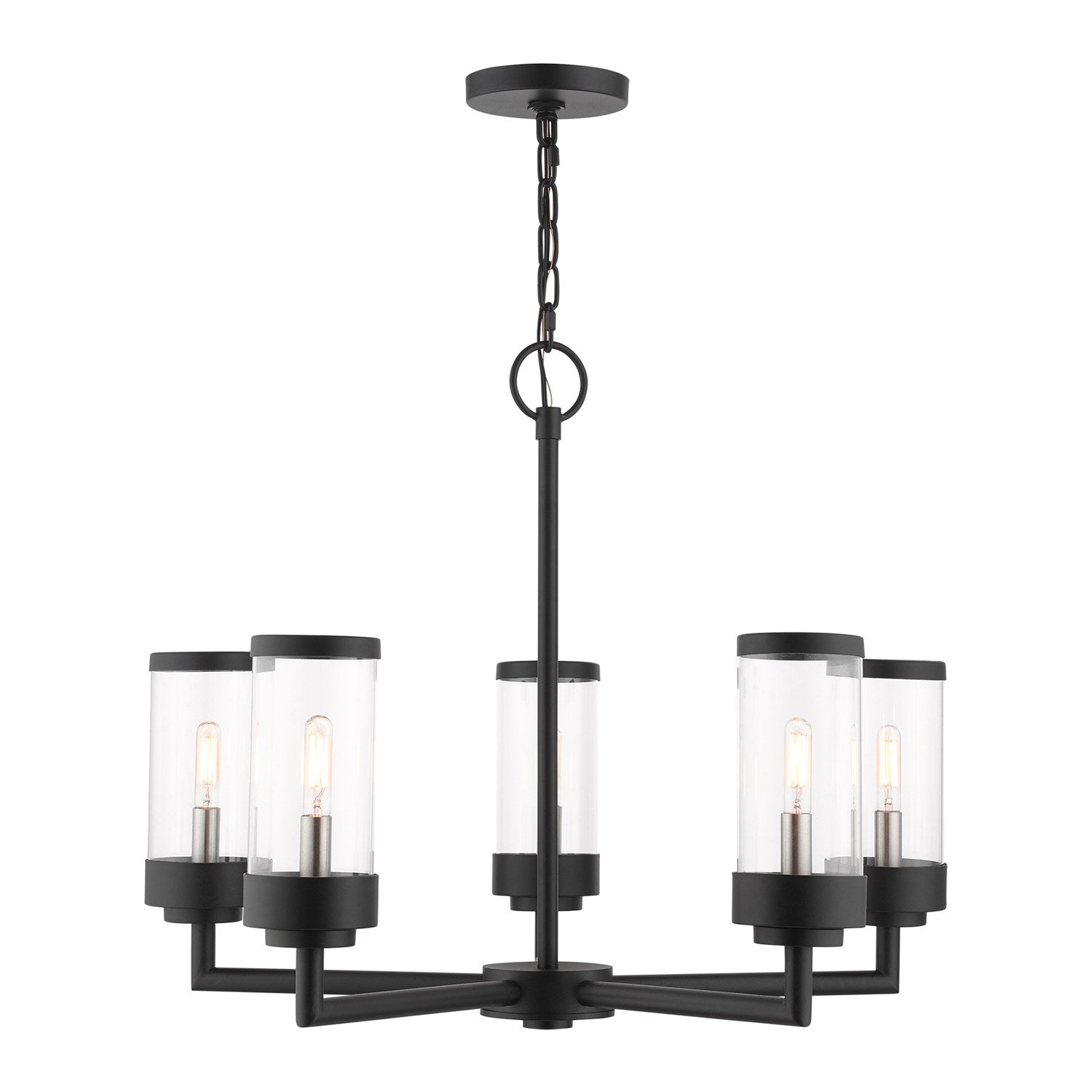 5 Light Textured Black Outdoor Chandelier by Livex Lighting