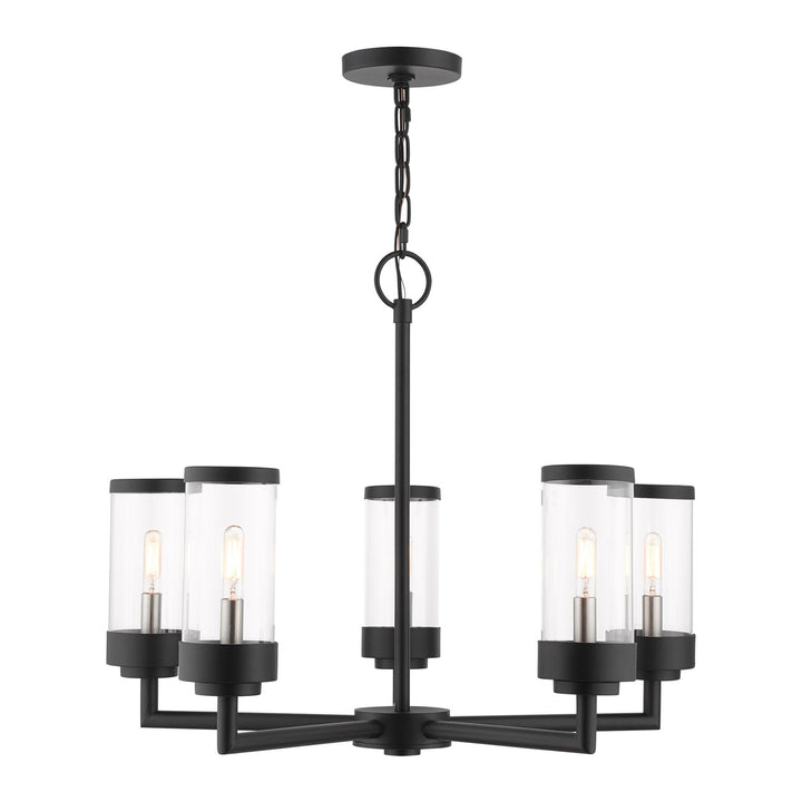 5 Light Textured Black Outdoor Chandelier by Livex Lighting