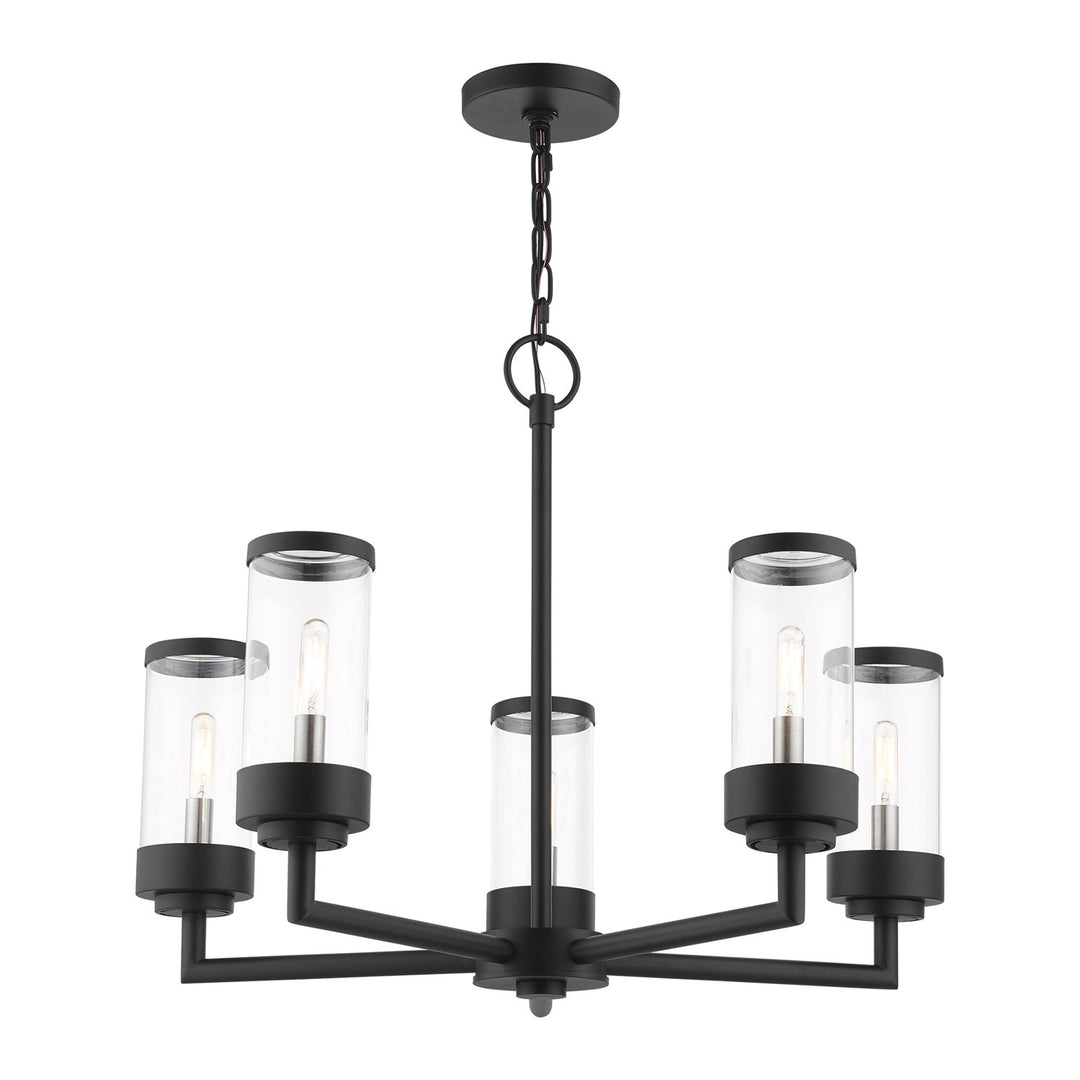 5 Light Textured Black Outdoor Chandelier