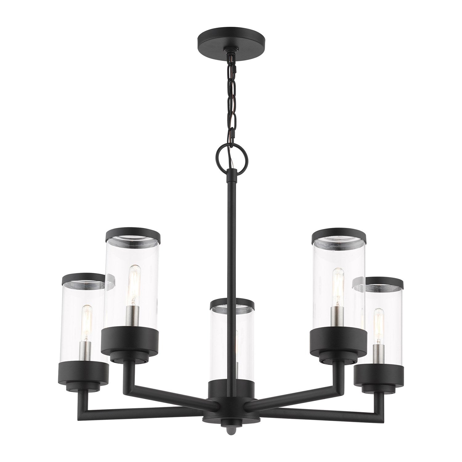 5 Light Textured Black Outdoor Chandelier