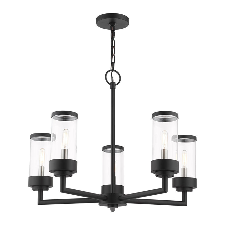 5 Light Textured Black Outdoor Chandelier