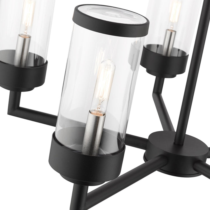 5 Light Textured Black Outdoor Chandelier