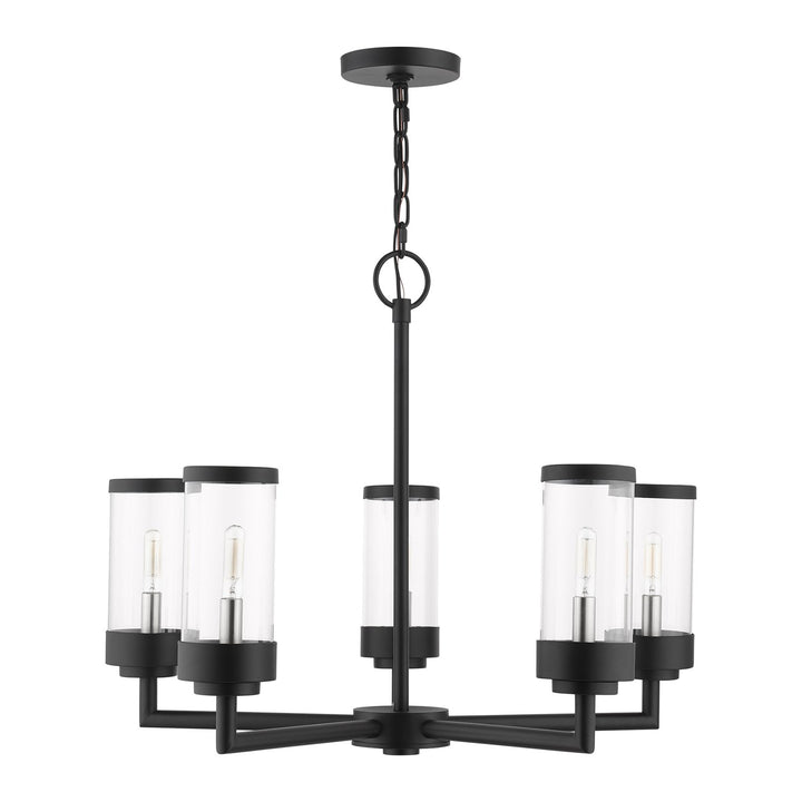 5 Light Textured Black Outdoor Chandelier