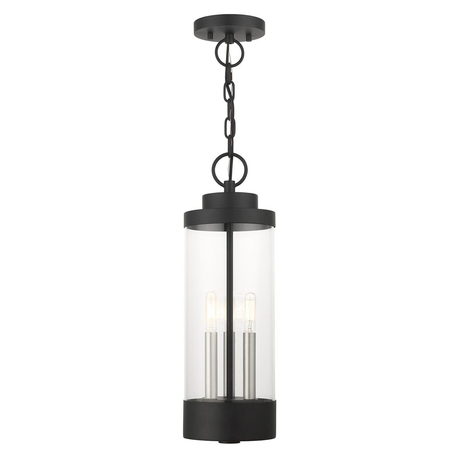 3 Light Textured Black Outdoor Pendant Lantern by Livex Lighting