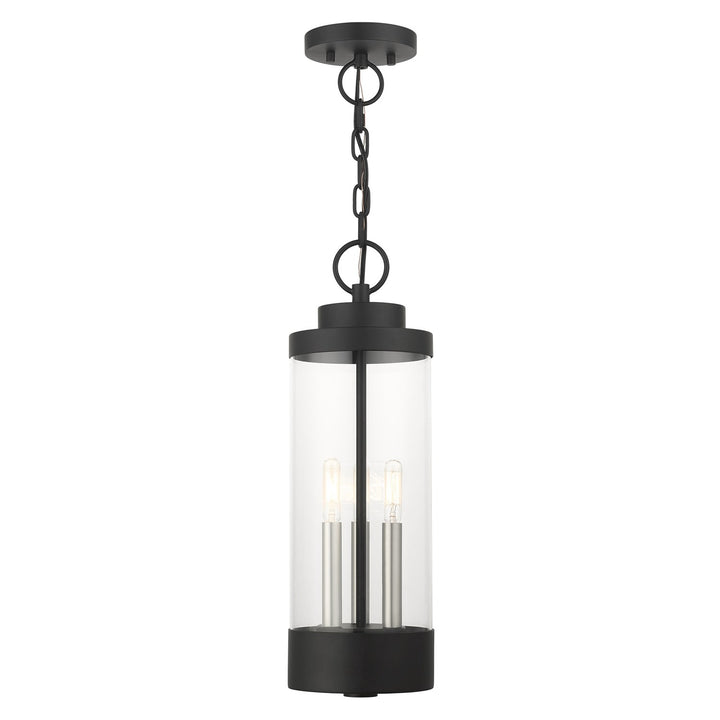 3 Light Textured Black Outdoor Pendant Lantern by Livex Lighting