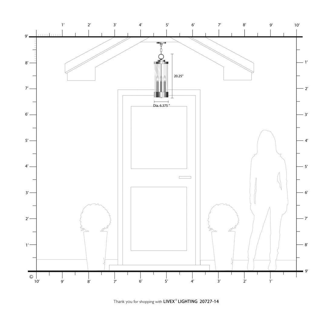 3 Light Textured Black Outdoor Pendant Lantern