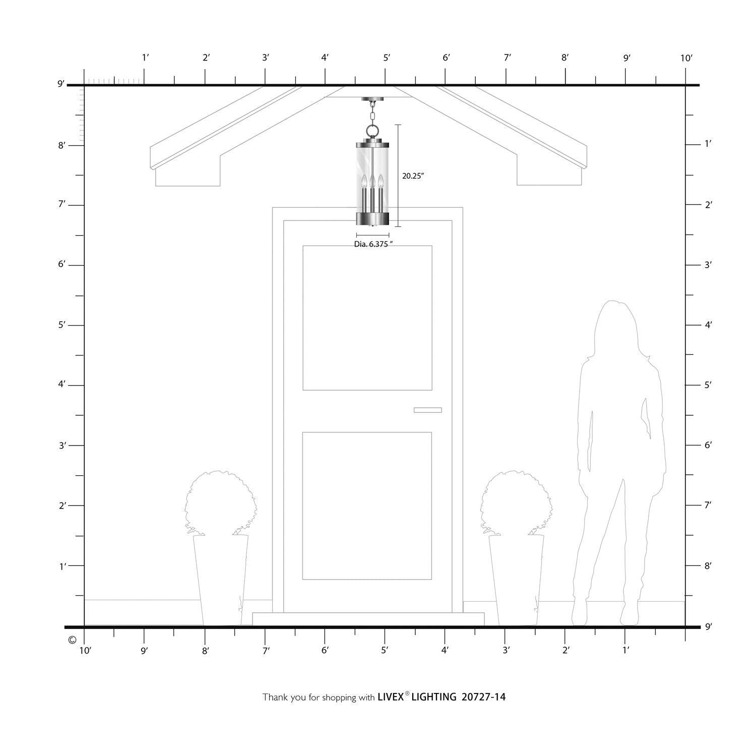 3 Light Textured Black Outdoor Pendant Lantern