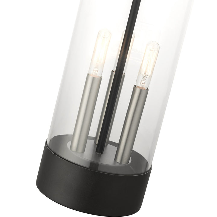 3 Light Textured Black Outdoor Pendant Lantern